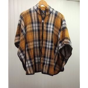 Jones New York zip front dolman sleeve jacket, yellow plaid size small medium